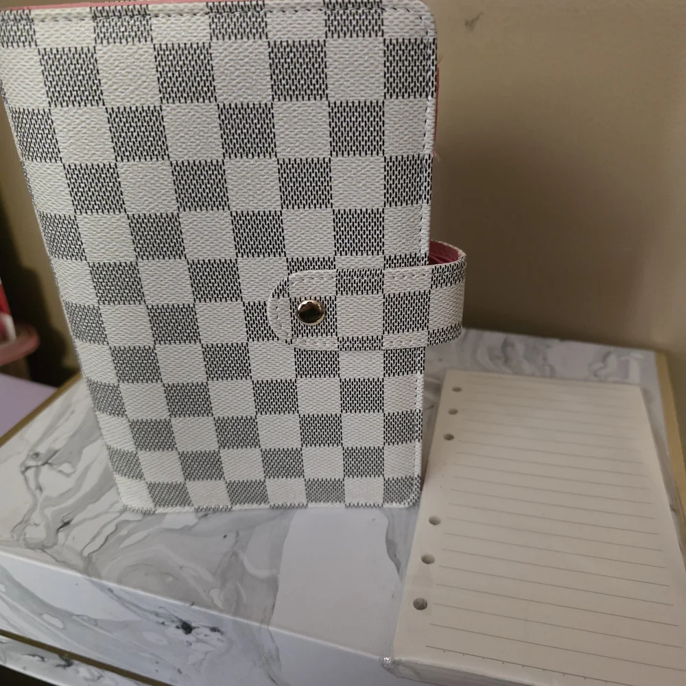 Checkered Wallet Planner with Button Closure